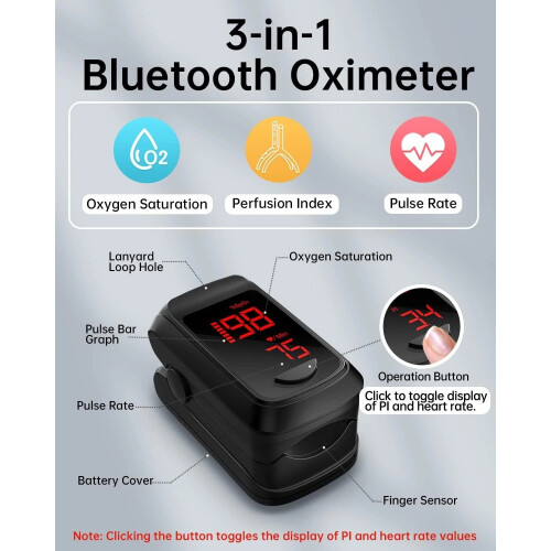 LED Fingertip Pulse Oximeter SpO2 PR Bluetooth 1