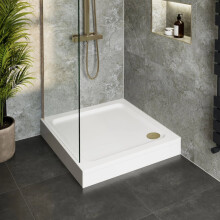 800 x 800mm Easy Plumb Square Shower Tray for Enclosure with Brass Waste