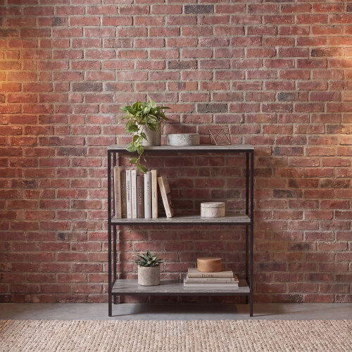 Vida Designs (Grey) Brooklyn 3-Tier Industrial Bookcase Shelves 1