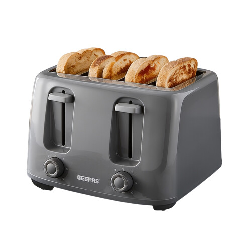 GEEPAS (Grey) Geepas 4 Slice Bread Toaster 6Level Browning 1400W 1