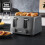 GEEPAS (Grey) Geepas 4 Slice Bread Toaster 6Level Browning 1400W 1