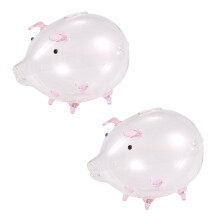 2X Schwein Schweinchen Bank Spardosen Münze Spar Box Nette Transparente Glas Souvenir Geburtstags Geschenk für Kinder Kinder Rosa