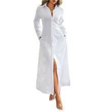 Vestidos Camiseros para Mujer, Casuales, de Manga Larga, con Botones y Maxivestidos M