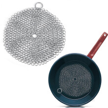 Estropajo limpiador de malla metálica de acero inoxidable plateado de 18x18 cm resistente a la corrosión