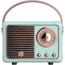 Hellblauer Retro-Bluetooth-Lautsprecher, kompakt, tragbar, niedlich, kabellos.