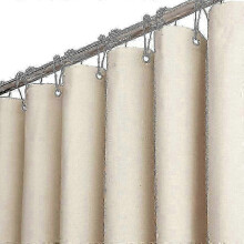 200x240cm XL Heavy Duty Textured Linen Shower Curtain Set 12 Hooks Hotel Luxury Polyester