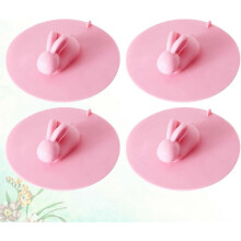 4pcs Pink Rabbit Kitchen Sink Plug, Versatile Bathroom Drain Cover, Decorative Stopper with Shower Drain Design