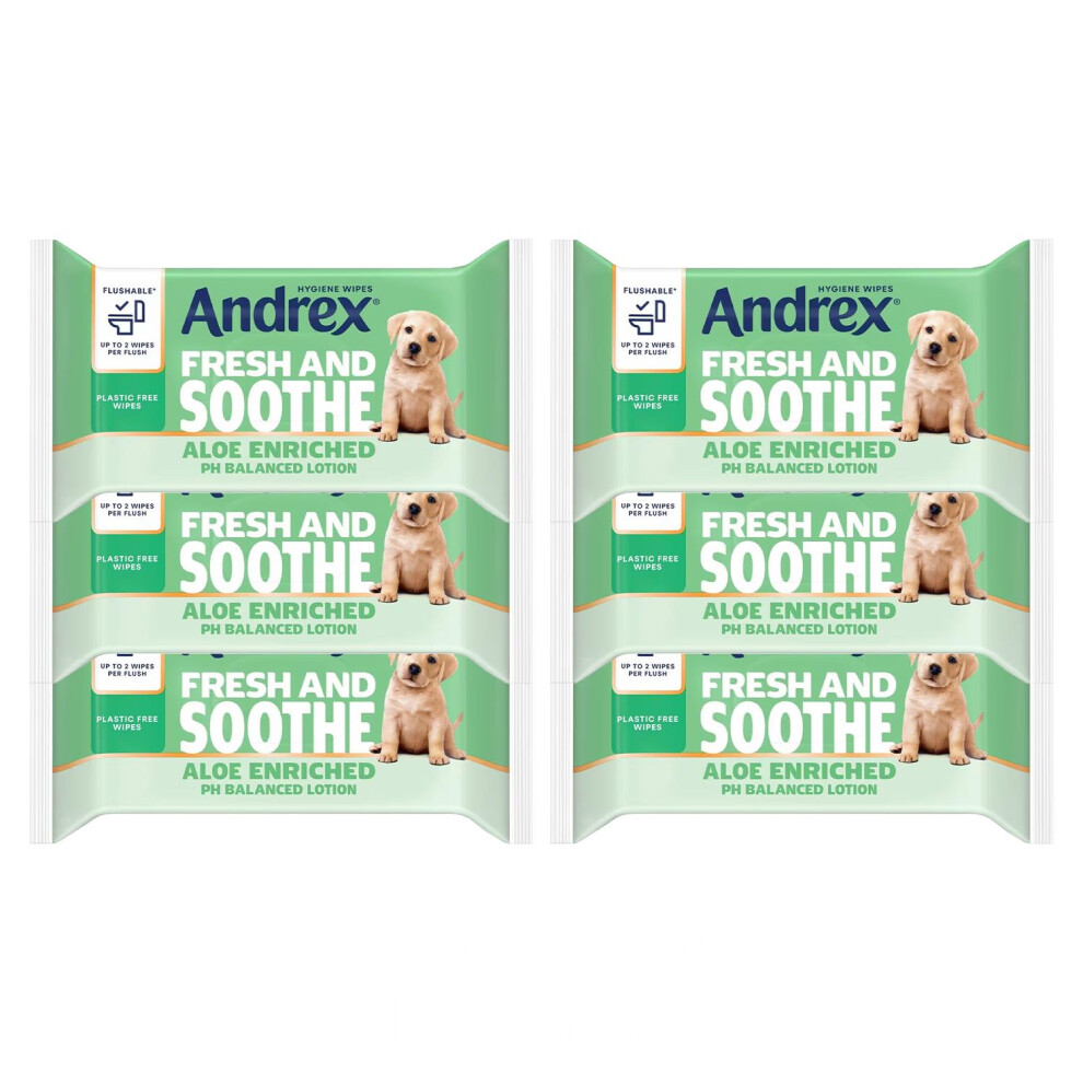 Andrex Washlets Skin Kind Moist Flushable Toilet Wipes 6 Pack With Prebiotic Lotion