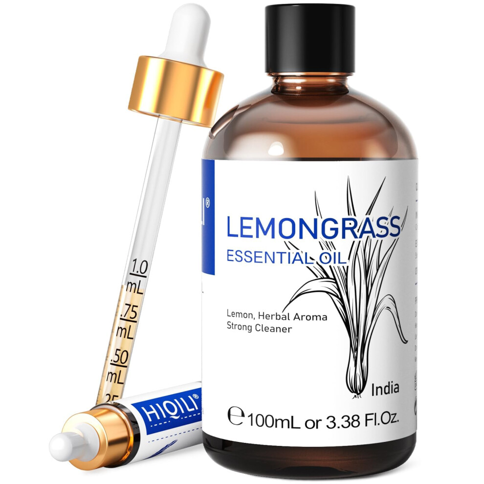 Hiqili Lemongrass Essential Oils For Diffuser 100Ml | Natural Mosquito Repelled,
