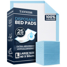 TANNESS 25 x Disposable Incontinence Bed Pads - 90x60cm Incontinence Pads Women