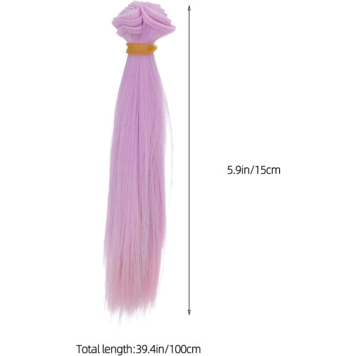 Extensões de cabelo de boneca de cor gradiente 6pcs tiras retas resistentes à alta temperatura 1