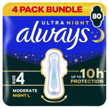 Always Ultra Sanitary Towels Secure Night (Size 4) Wings X20 Pads, Super Absorbe