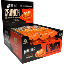 Warrior Crunch Protein Bars, Salted Caramel 12 x 64g – High Protein Snacks (20g)