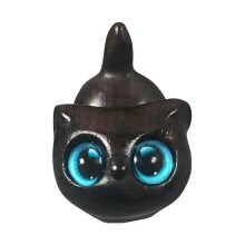 Sandalwood Hand Carved Wooden Cat Statue Mini Kitten Figurine Lucky Cat Animal Sculpture Desktop Ornament for Home Office Decor