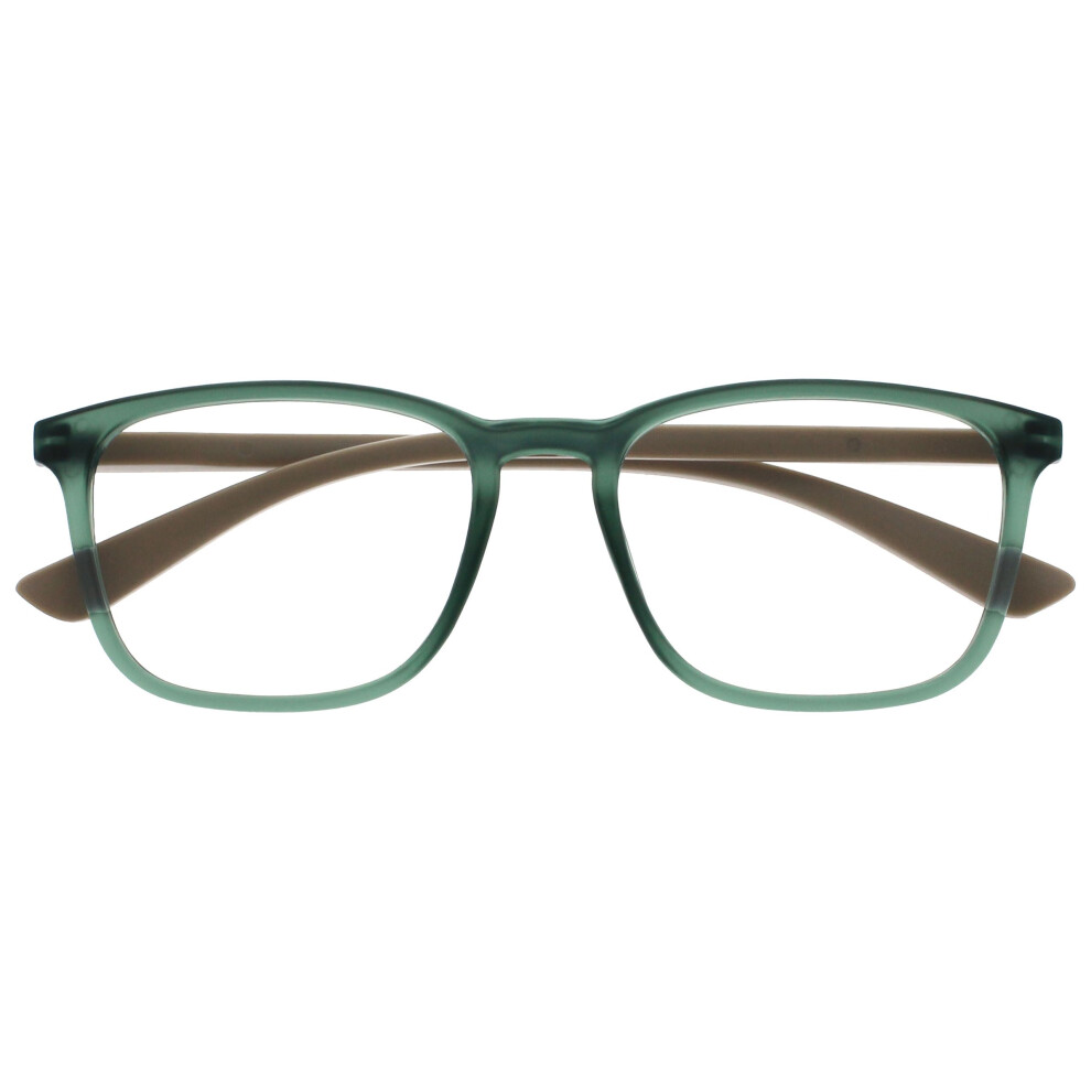 Photos - Glasses & Contact Lenses OPULIZE Max Reading Glasses - Classic Large Rectangular Frame - Matt Transparent