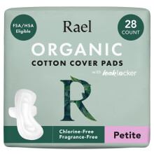 Rael Organic Cotton Cover Sanitary Towels, Light Flow (Petite, 28 Count)