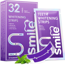 Purple Teeth Whitening Strips 32 Strips for 16 Treatments–Enamel-Safe, No Sensit