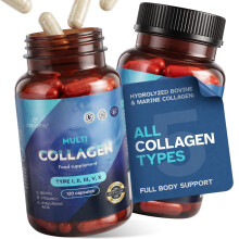 Multi Collagen Supplement for Women & Men - Hydrolyzed Bovine & Marine Collagen