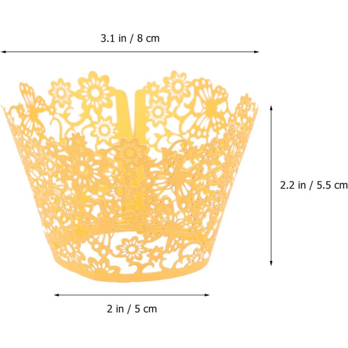 100pcs cupcake envoltórios bolo copos oco flor design papel decorativo 1