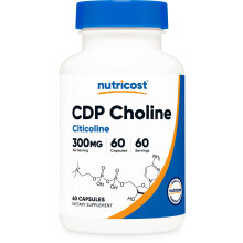 Nutricost CDP Choline (Citicoline) 300mg, 60 Veggie Capsules - Non-GMO, Vegan Fr