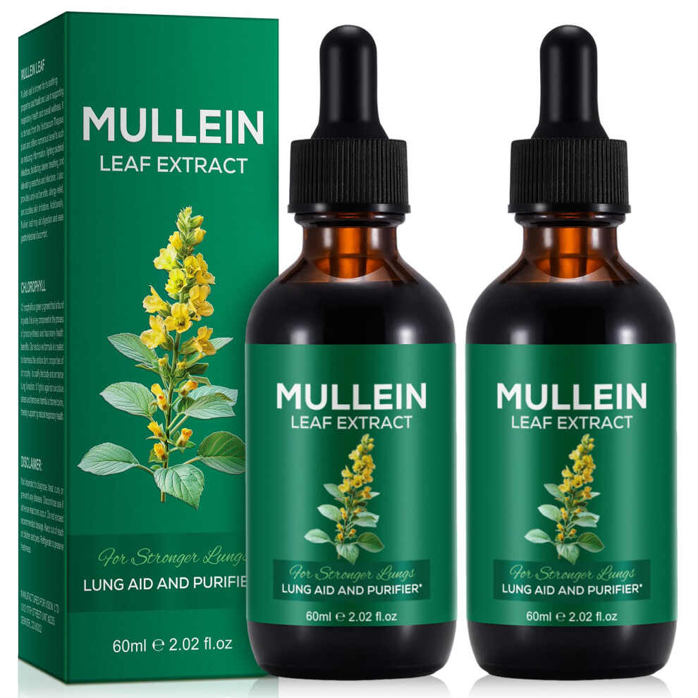 Vortexonix 2 Pack Mullein Drops For Lungs, Mullein Leaf Extract Supplement, Natural Mullein