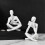 White Resin Reading Thinker Ornament Statue, B 2