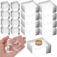 16 Pcs Acrylic Blocks for Display Clear Acrylic Block Stand Square Display Block Polished Jewelry Display Stand Showcase