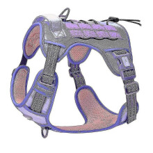 (Grape Camouflage, XL) Tactische hondentuig, trekbestendig, verstelbaar, ademend, voor middelgrote en grote honden, maat XL