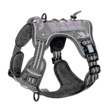 (purple Camo, XL) Tactische hondentuig, trekbestendig, verstelbaar, ademend, voor middelgrote en grote honden, maat XL