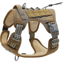 (Army Green, L) Tactische hondentuig, trekbestendig, verstelbaar, ademend, voor middelgrote en grote honden, maat XL