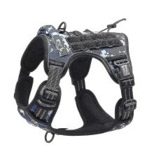 (Blue Camo, M) Tactische hondentuig, trekbestendig, verstelbaar, ademend, voor middelgrote en grote honden, maat XL
