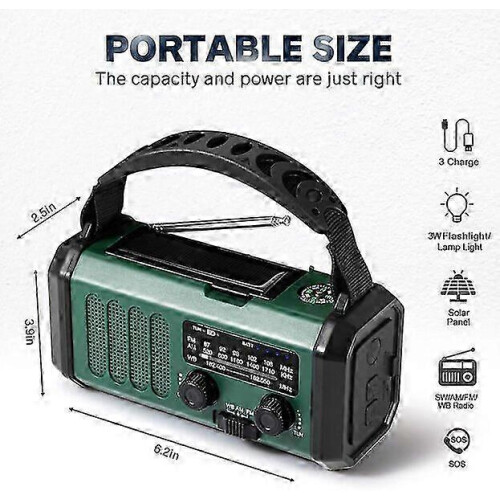 10000mAh Hand Crank Emergency Radio Multiple Charging Modes Strong Reception 2