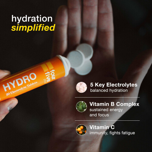 fourfive Hydration Tablets (Berry) Low Calorie Vitamin Electrolytes, Vegan, Magn 2
