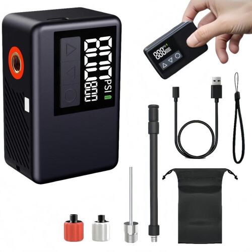 Μίνι ηλεκτρική αντλία ποδηλάτου 120PSI, φως LED και οθόνη LCD, επαναφορτιζ