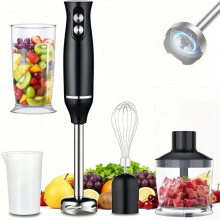 Stabmixer Set 4-in-1,500W Turbo,2 Geschwindigkeiten & Turbo,Handmixer mit Zerkleinerer, Mixbecher, Schneebesen,Küchenmaschine,Han
