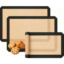 3er Set Backmatte aus Silikon, Wiederverwendbare Backfolie, Silikonmatte, Antihaftbeschichtung, rutschfeste Teigmatte, Hitzebest