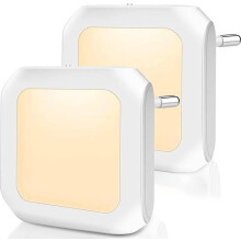 Kit com 2 luzes noturnas de LED, reguláveis, branco quente, com sensor crepuscular, para escadas, quarto e corredor.