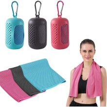 Toalhas Refrescantes, Conjunto de 3 Peças, Toalha Esportiva de Secagem Rápida com Capas de Silicone Portáteis, Toalha Refrescante para
