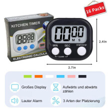 16-delige digitale timer, multifunctionele elektronische timer, mini-stopwatch met luid alarm, ideaal voor in de keuken, spelletjes en