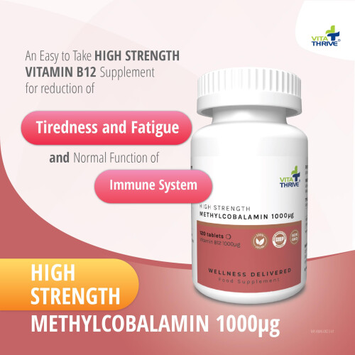 VitaThrive Vitamin B12 1000µg Tablets – High Strength Methylcobalamin Vitamin B 1