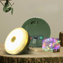 Camping-Lichterkette,2-in-1 bunte Lichterkette,10M Campinglampe,Rückwärtsaufladung,Wasserdicht ,wiederaufladbare LED-Camping-Late