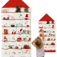 Adventskalender mit 24 Taschen, Stoff Kalender befüllbar, Weihnachtskalender zum befüllen Weihnachten, Aufhängen Weihnachtlichen