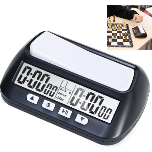 Tournament chess clock, countdown & countup, reminder function, large display, easy operation