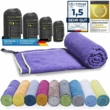LightDry Premium Mikrofaser Handtuch 40x80 cm Lila - Schnelltrocknendes Sport- & Reisehandtuch inkl. praktischer Ripstop-Nylon Ta