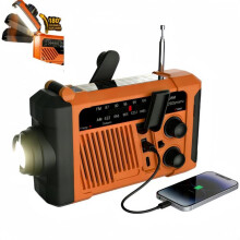 Radio solaire 6 en 1, radio à manivelle auto-alimentée avec lampe torche LED, AM/FM, 4 modes de charge, fonction batterie externe, radi