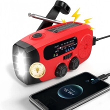 Radio solaire version améliorée, radio à manivelle avec éclairage LED, radio AM/FM d'urgence avec batterie 2000 mAh, USB-C, lampe de se