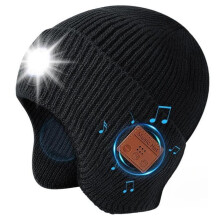 Gorro Bluetooth con luz, gorro de punto musical con auriculares y micrófono con altavoz incorporado, gorro LED con Bluetooth.