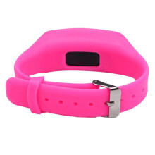 Bracelet de montre numérique de sport en silicone avec podomètre et compteur de calories - Rose rouge