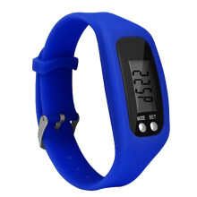 Bracelet de montre numérique de sport en silicone avec podomètre et compteur de calories - Bleu