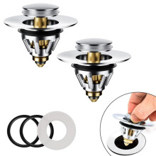 Waschbeckenstöpsel,2pcs Edelstahl-Spülbeckenstöpsel für 27–40 mm Ablauf, Pop-up Abflusssieb gegen Haare & Schmutz, verstopfungss